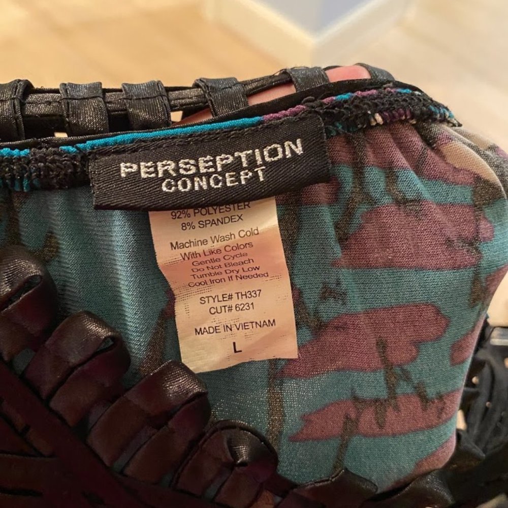 Perseption Concept Statement Fancy Neckline Top L - image 2